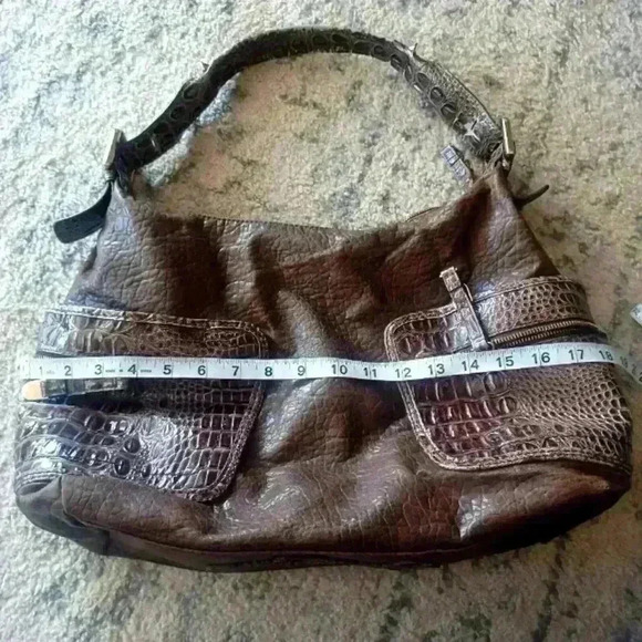 Jessica Simpson Brown Faux Leather and Croc Large Shoulder Bag - Picture 14 of 16